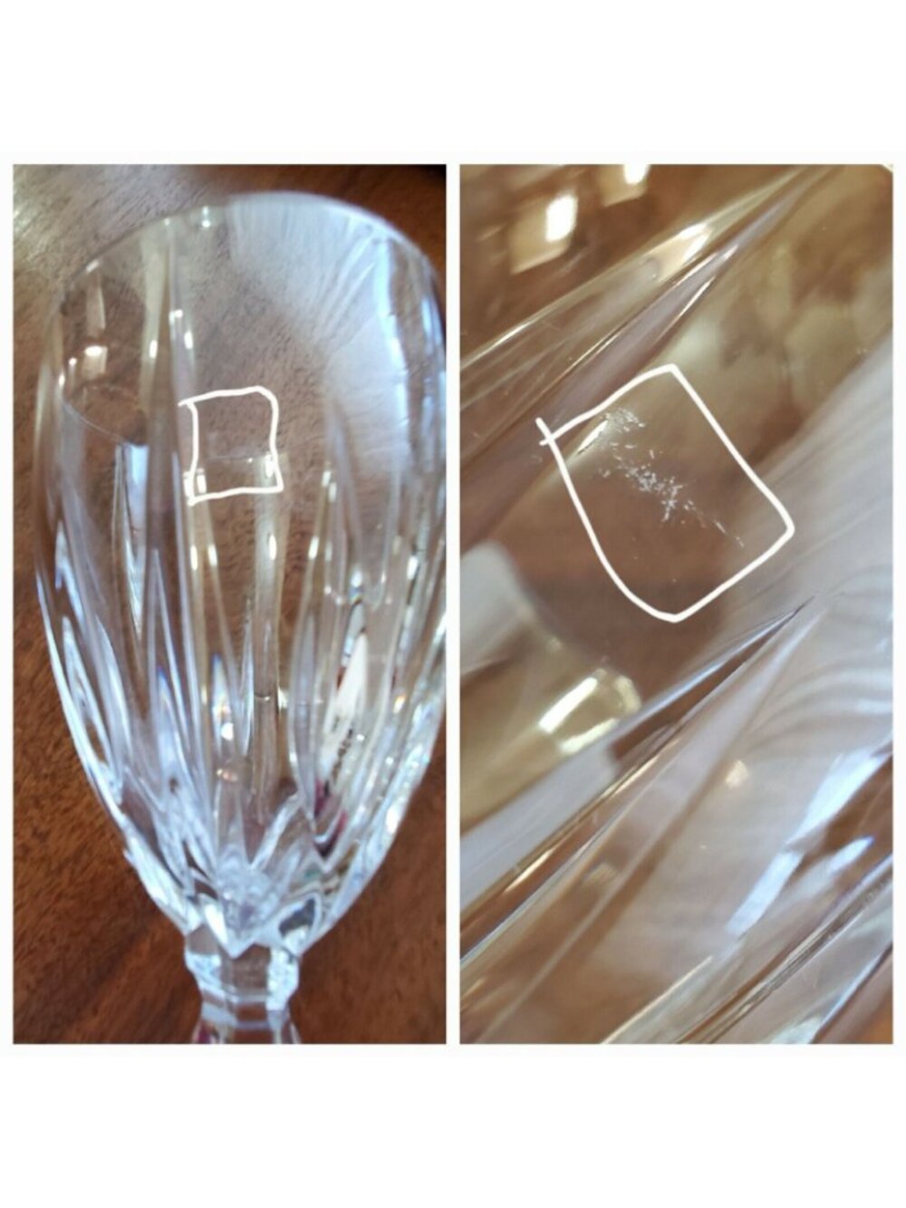 Mikasa Paloma Crystal Wine Glass 8 1/4" starburst cuts scratch - Picture 3 of 10